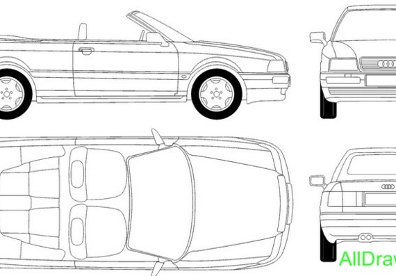 Audi 80 B4 Cabriolet (1995) (Audi 80 B4 Convertible (1995)) - drawings (drawings) of the car